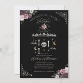 ヴィンテージフローラゴシック携帯不気味ベビーシャワー 招待状 (正面)