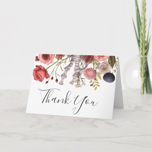 ヴィンテージフローラゴシックBoho解剖学的ハート サンキューカード (正面)