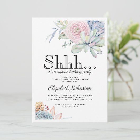 ヴィンテージフローラサプライズ誕生日パーティー 招待状 (スタンド正面)