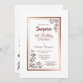 ヴィンテージフローラサプライズ18th誕生日ディナー 招待状 (正面/裏面)