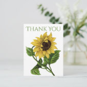 ヴィンテージフローラサンキューイエローヒマワリ花 ポストカード (スタンド正面)