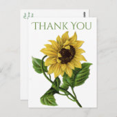 ヴィンテージフローラサンキューイエローヒマワリ花 ポストカード (正面/裏面)
