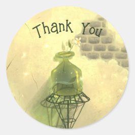 ヴィンテージフローラサンキューステッカーラウンドラベルグリーン ラウンドシール