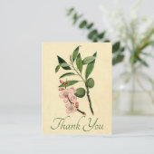 ヴィンテージフローラサンキューピンクアーモンドフラワー ポストカード (スタンド正面)