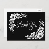ヴィンテージフローラサンキューブラック&ホワイトフラワー ポストカード (正面/裏面)