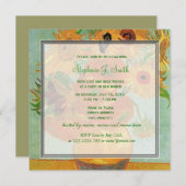 ヴィンテージフローラサンフラワーブライダルシャワー招待 招待状 (正面/裏面)