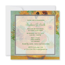 ヴィンテージフローラサンフラワーブライダルシャワー招待