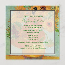 ヴィンテージフローラサンフラワーブライダルシャワー招待 招待状