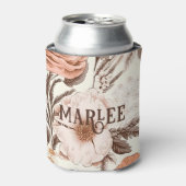 ヴィンテージフローラシエナピンクアンティークボホワイルドフラワー 缶クーラー (缶正面)