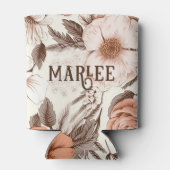 ヴィンテージフローラシエナピンクアンティークボホワイルドフラワー 缶クーラー (裏面)