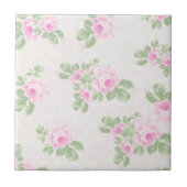 ヴィンテージフローラシックなピンクのバラ タイル (正面)