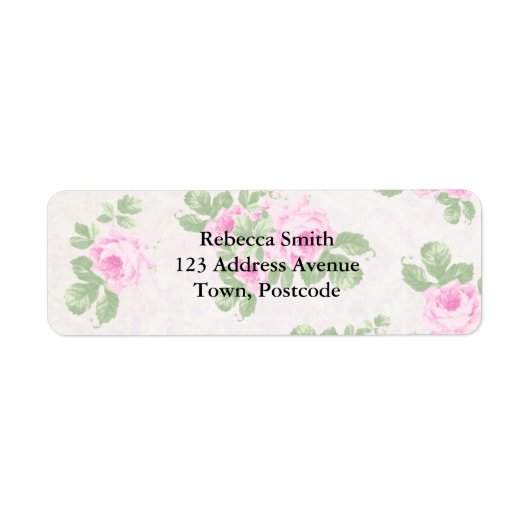 ヴィンテージフローラシックなピンクのバラ ラベル (正面)