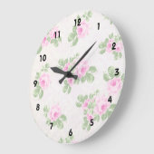 ヴィンテージフローラシックなピンクのバラ ラージ壁時計 (傾斜)
