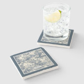 ヴィンテージフローラシックなブルートイレデジュエモノグラム ストーンコースター (横)