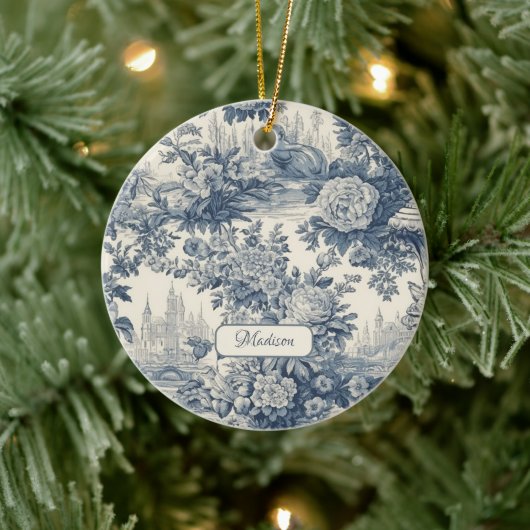ヴィンテージフローラシックなブルートイレデジュエモノグラム セラミックオーナメント (ツリー)