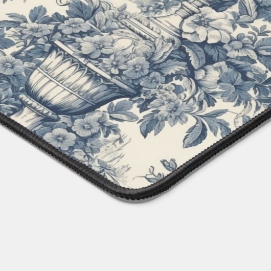 ヴィンテージフローラシックなブルートイレデジュエモノグラム デスクマット (コーナー)