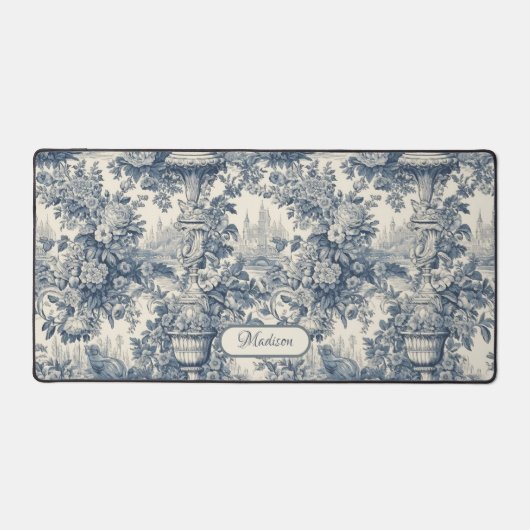 ヴィンテージフローラシックなブルートイレデジュエモノグラム デスクマット (正面)