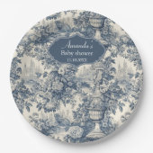 ヴィンテージフローラシックなブルートイレデジュエモノグラム ペーパープレート (正面)