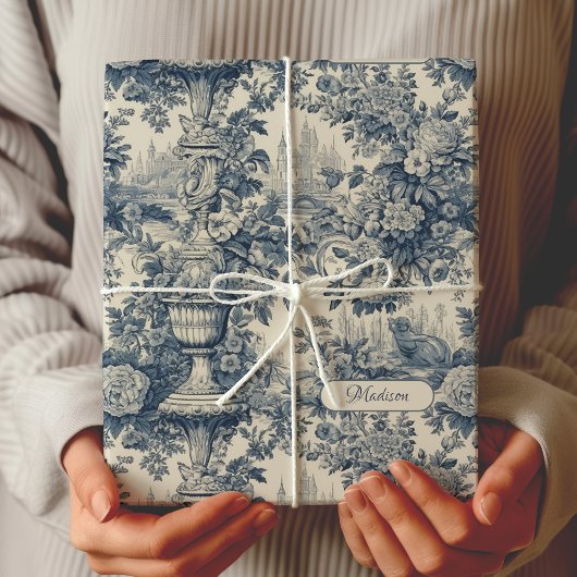 ヴィンテージフローラシックなブルートイレデジュエモノグラム ラッピングペーパーシート