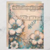 ヴィンテージフローラシャビーシックなスクラップブック紙 (正面/裏面)