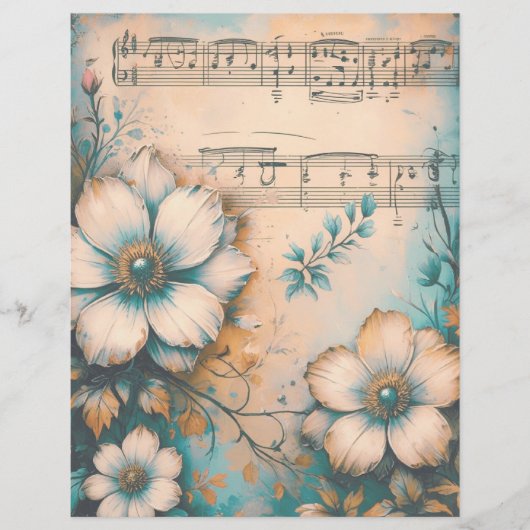 ヴィンテージフローラシャビーシックなスクラップブック紙 (正面)