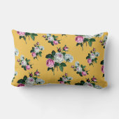 ヴィンテージフローラシャビーシックピンクホワイトローズイエロー ランバークッション (裏面)