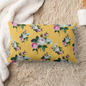 ヴィンテージフローラシャビーシックピンクホワイトローズイエロー ランバークッション (ブランケット)