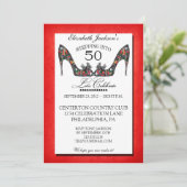 ヴィンテージフローラシュー50番目の誕生日招待状 招待状 (スタンド正面)
