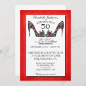 ヴィンテージフローラシュー50番目の誕生日招待状 招待状 (正面/裏面)