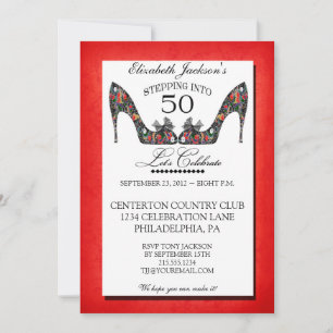 ヴィンテージフローラシュー50番目の誕生日招待状 招待状