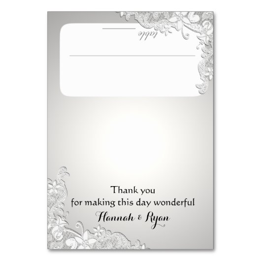 ヴィンテージフローラシルバーグレーのシーティングカード テーブルナンバー (正面)