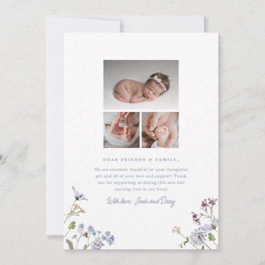 ヴィンテージフローラシンプル |オリビアありがとう誕生 案内状 (裏面)