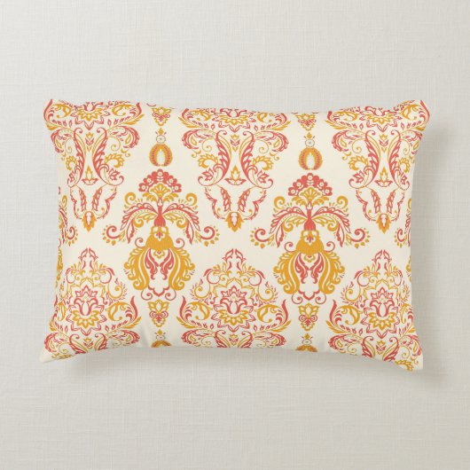 ヴィンテージフローラシームレスなパターン。クラシックバロック アクセントクッション (裏面)