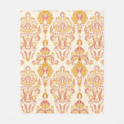 ヴィンテージフローラシームレスなパターン。クラシックバロック フリースブランケット (正面)