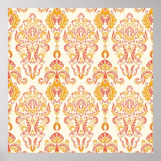 ヴィンテージフローラシームレスなパターン。クラシックバロック ポスター (正面)