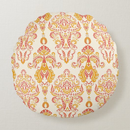ヴィンテージフローラシームレスなパターン。クラシックバロック ラウンドクッション (正面)