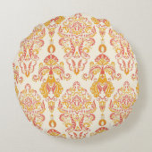 ヴィンテージフローラシームレスなパターン。クラシックバロック ラウンドクッション (裏面)