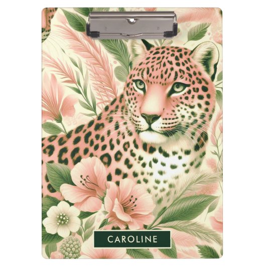 ヴィンテージフローラジャングルヒョウ クリップボード (正面)