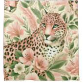 ヴィンテージフローラジャングルヒョウ シャワーカーテン (正面)