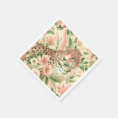 ヴィンテージフローラジャングルヒョウ スタンダードカクテルナプキン (角)