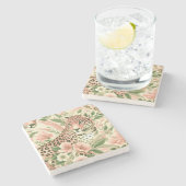 ヴィンテージフローラジャングルヒョウ ストーンコースター (横)