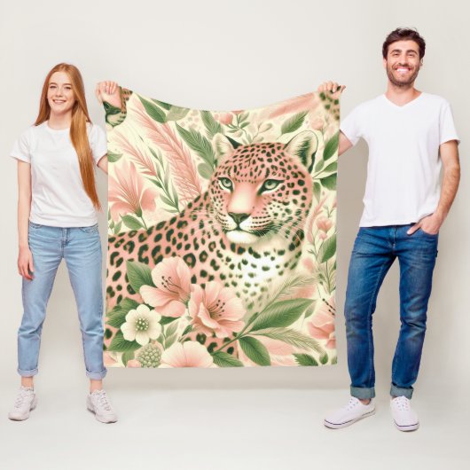 ヴィンテージフローラジャングルヒョウ フリースブランケット (インサイチュ)