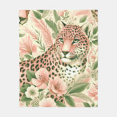 ヴィンテージフローラジャングルヒョウ フリースブランケット (正面)