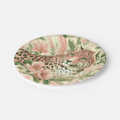 ヴィンテージフローラジャングルヒョウ ペーパープレート (アングル)