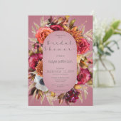 ヴィンテージフローラジュエル明るい赤紫色フレーム招待状 招待状 (スタンド正面)