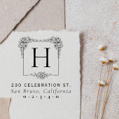 ヴィンテージフローラスはっきりしたクエアモノグラム差出人住所 セルフインキングスタンプ