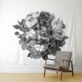 ヴィンテージフローラスカルぶら下がったウォール タペストリー (インサイチュ(横))