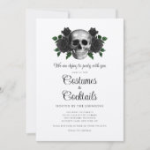 ヴィンテージフローラスカルコスチューム&カクテルハロウィーン 招待状 (正面)