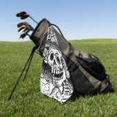 ヴィンテージフローラスカルハロウィーン ゴルフタオル (グリーン)