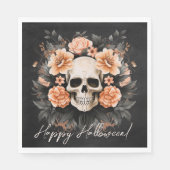 ヴィンテージフローラスカルハロウィーン スタンダードランチョンナプキン (正面)